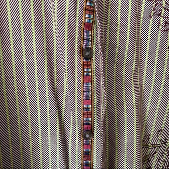 Robert Graham Dusty Purple Striped Embroidered Button Down Shirt - Picture 2 of 8